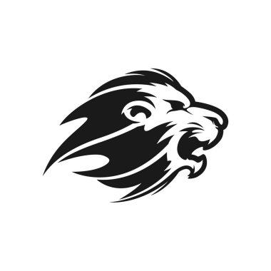 Aslan başlı siluet logo vektör illüstrasyon tasarımı