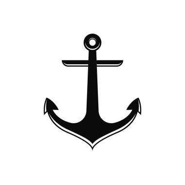 Beyaz arkaplanda gemi çapa siluetinin vektör illüstrasyonu