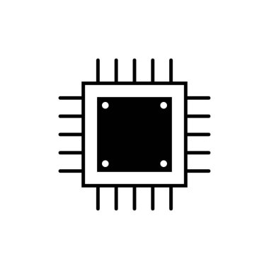 Elektronik Çip Vektörü Beyaz Arkaplanda İzole Edildi