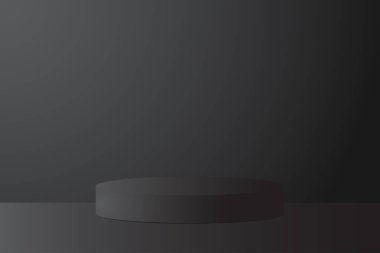 Ürün için soyut siyah renk podyumu