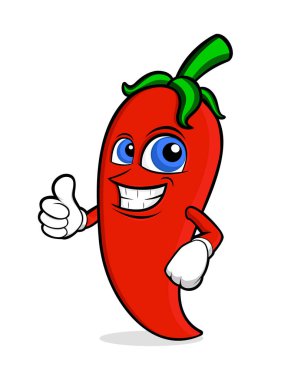 Şirin kırmızı biber karakter çizim vektörü