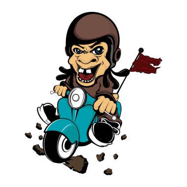 Scooterist karakter illüstrasyon vektör tasarımı