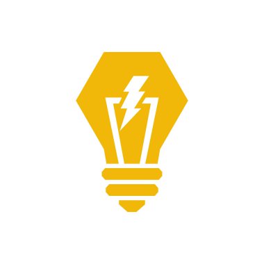 düz şekilli logo vektör tasarımlı ışık ve şimşek