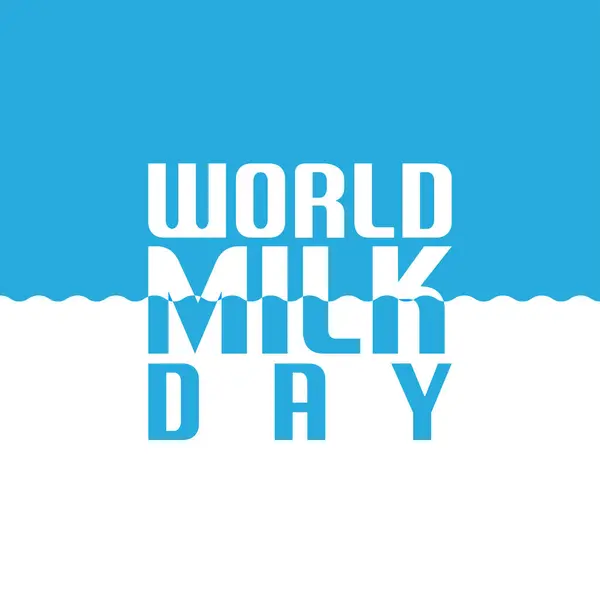 Vektör Süt Günü Selamları. Mavi arka planda sütün vektör illüstrasyonu.