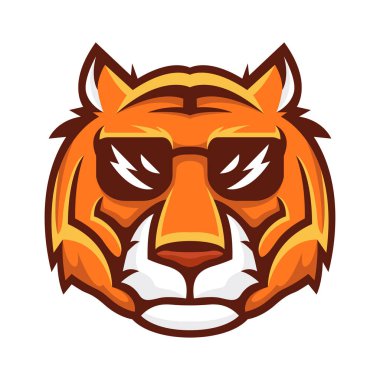 Kaplan kafası havalı ve sevimli illüstrasyon vektör tasarımı maskot için uygun