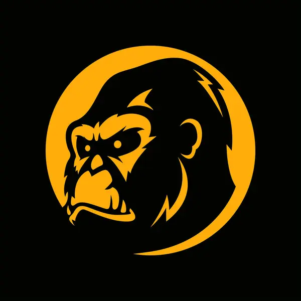 Goril, dünyanın en tehlikeli ve en büyük maymunu olan büyük maymunun mezar görünüşü. Bir gorilin ya da maymun vektörünün yüzü.