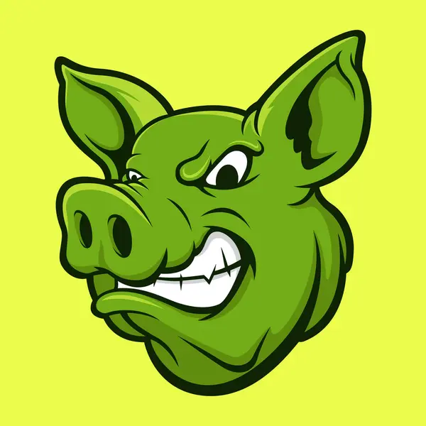 Yeşil domuz illüstrasyon vektör tasarımı