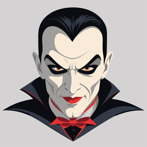 Eerie Vampire Lord A Haunting Illustration of Dracula's Menacing Face, Complete with Piercing Eyes and Blood-Red Lips