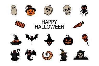 Mutlu Cadılar Bayramı Simgeleri Seti: Ürkütücü Eğlence ve Şenlik Sembolleri!