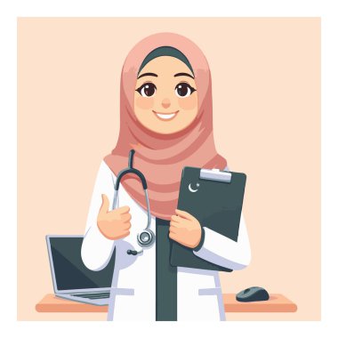 Müslüman bir kadın doktor tıbbi uzmanlığını İslam 'ın değerleri ve kültürel uygulamalarıyla birleştiren bir sağlık uzmanıdır. Geleneksel giysiler giyebilir, başörtüsü gibi, aynı zamanda hastalara şefkatli, yüksek kaliteli bakım sağlayabilir.. 