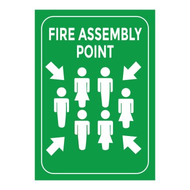 Yangın Toplama Noktası İmza A vektör sanat illüstrasyonu EPS 10 biçiminde, belirlenmiş acil durum toplanma bölgeleri için net ve tanınabilir bir güvenlik sembolü içerir.