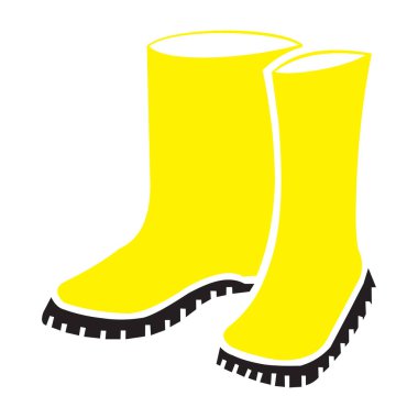 Zararlı iş alanlarında koruyucu ayakkabının zorunlu kullanımını belirtmek için tasarlanmış, beyaz arka planda 