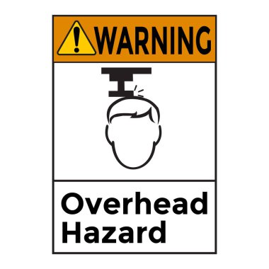 Tepeden Uyarı Tehlike Baş İşaretini İzle. Tedbir işareti içeren bir vektör illüstrasyonu, potansiyel başkaldırı tehlikelerini gösteriyor. Güvenlik bilincini sağlamak için işyerleri, inşaat alanları ve sanayi bölgeleri için ideal.