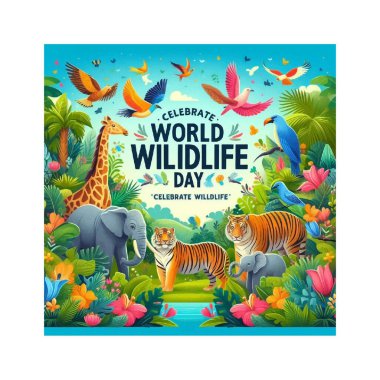 Vibrant vector illustration for World Wildlife Day, featuring diverse flora and fauna in a harmonious natural setting. Perfect for conservation campaigns, educational materials, and awareness projects. clipart