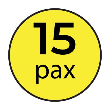 Ticari araçlar için maksimum yolcu kapasitesini göstermek üzere tasarlanmış bir * * * 15 Pax çıkartması * * vektör çizimi. Bu yüksek kaliteli vektör grafiği net bir görünürlük ve ulaşım yönetmeliklerine uymayı sağlar. Kullanmak için mükemmel