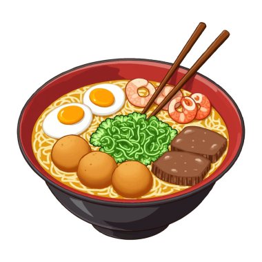 İçinde taze soğan, kaynamış yumurta ve bir dilim taze domuz eti gibi taze malzemelerle süslenmiş şeffaf erişteler bulunan bir kase açık renkli ramen. Yemeğin basitliği, temiz ve ince aromalarını ön plana çıkarıyor.