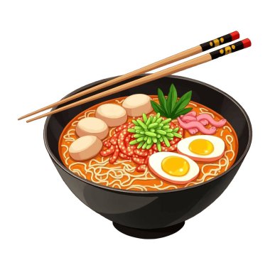 İçinde taze soğan, kaynamış yumurta ve bir dilim taze domuz eti gibi taze malzemelerle süslenmiş şeffaf erişteler bulunan bir kase açık renkli ramen. Yemeğin basitliği, temiz ve ince aromalarını ön plana çıkarıyor.