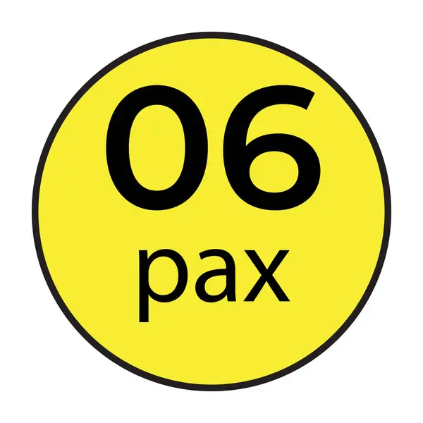 Ticari araçlar için maksimum yolcu kapasitesini gösteren 06 Pax etiketli vektör çizimi. Bu yüksek kaliteli vektör grafiği net bir görünürlük ve ulaşım yönetmeliklerine uymayı sağlar. Minibüslerde kullanmak için mükemmel.,