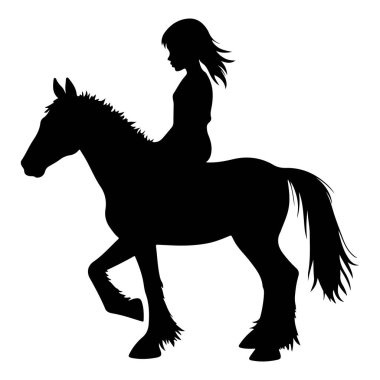  At süren bir kızın zarif bir siluetini tasvir ediyor. Binicilik zarafeti ve özgürlüğünün özünü yakalıyor. Vektör çizimlerinde akışkan hareket ve denge sergilenerek logolar, posterler veya binicilik temalı tasarımlar için ideal hale getirilir. Minimalist.