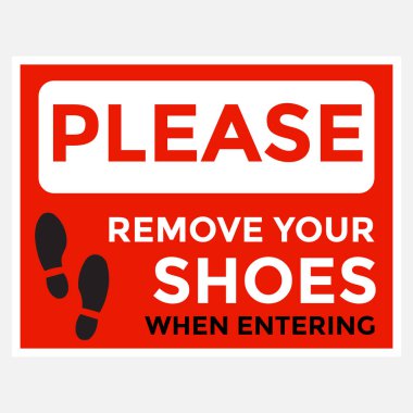Mesaj, ziyaretçilere kibarca içeri girmeden önce ayakkabılarını çıkarmalarını hatırlatmak için tasarlandı. Evler, ofisler, tapınaklar ve diğer alanlar için ideal olan bu vektör sanatı, basit simgeler ve maksimum görünürlük için okunabilir metinleri ve karşılayıcı bir tonu birleştirir..