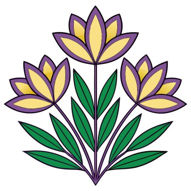 Yay temalı tasarımlar, davetiyeler, dijital sanat eserleri ve dekoratif baskılar için mükemmel, koyu mor yapraklar içeren canlı bir çiçek vektör çizimi. Renkli kompozisyon her türlü yaratıcılığa taze ve zarif bir dokunuş katar. 