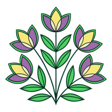 Yay temalı tasarımlar, davetiyeler, dijital sanat eserleri ve dekoratif baskılar için mükemmel, koyu mor yapraklar içeren canlı bir çiçek vektör çizimi. Renkli kompozisyon her türlü yaratıcılığa taze ve zarif bir dokunuş katar. 