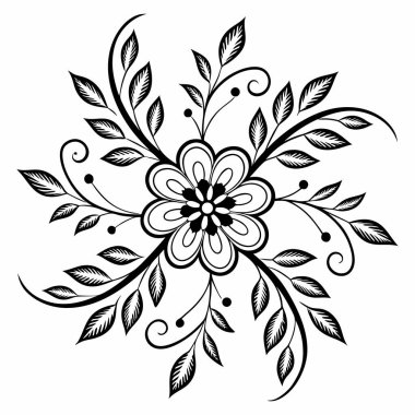 Zarif kampanya malzemeleri, davetiyeler, markalaşma ve dekoratif sanat eserleri için mükemmel gelişmiş siyah ve beyaz bir çiçek tasarımı. Minimalist temalar için idealdir, bu vektör her yaratıcı projeye klasik cazibe ve tarz katar.