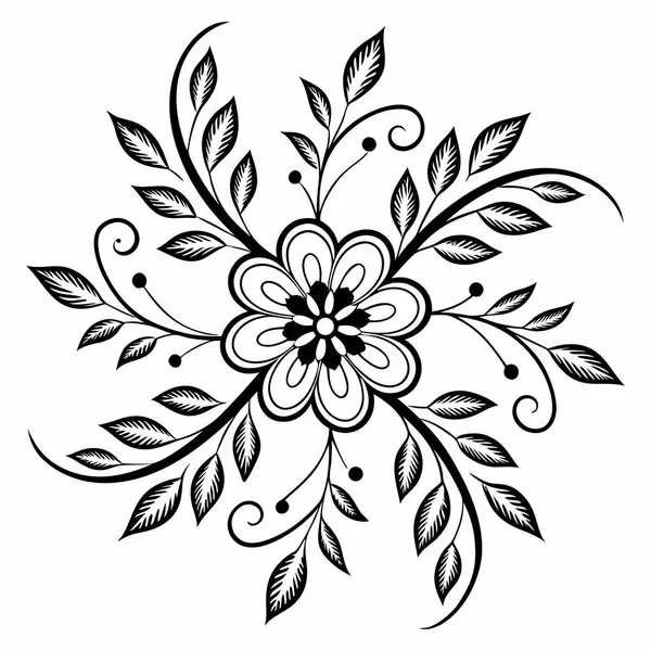 Zarif kampanya malzemeleri, davetiyeler, markalaşma ve dekoratif sanat eserleri için mükemmel gelişmiş siyah ve beyaz bir çiçek tasarımı. Minimalist temalar için idealdir, bu vektör her yaratıcı projeye klasik cazibe ve tarz katar.