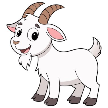 Bu Sevimli Çizgi Film Keçi Vektör İllüstrasyonunda beyaz bir arka planda sevimli, eğlenceli ve kaprisli bir keçi karakteri var. Çocuk kitapları, eğitim malzemeleri, çıkartma tasarımları ve dijital el sanatları için mükemmel.-
