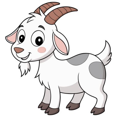 Bu Sevimli Çizgi Film Keçi Vektör İllüstrasyonunda beyaz bir arka planda sevimli, eğlenceli ve kaprisli bir keçi karakteri var. Çocuk kitapları, eğitim malzemeleri, çıkartma tasarımları ve dijital el sanatları için mükemmel.-