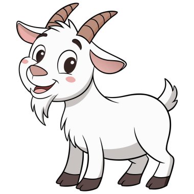 Bu Sevimli Çizgi Film Keçi Vektör İllüstrasyonunda beyaz bir arka planda sevimli, eğlenceli ve kaprisli bir keçi karakteri var. Çocuk kitapları, eğitim malzemeleri, çıkartma tasarımları ve dijital el sanatları için mükemmel.-