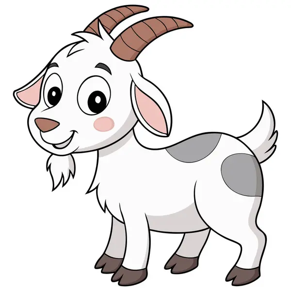 Bu Sevimli Çizgi Film Keçi Vektör İllüstrasyonunda beyaz bir arka planda sevimli, eğlenceli ve kaprisli bir keçi karakteri var. Çocuk kitapları, eğitim malzemeleri, çıkartma tasarımları ve dijital el sanatları için mükemmel.-