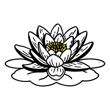 Zarif Lotus Çiçek Hattı Sanat Minimalist Yazdırma ve Dijital Tasarım için Çiçek İllüstrasyonu