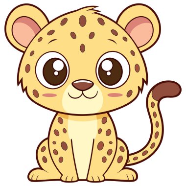 Bu karikatür büyük, anlamlı gözleri, neşeli bir gülümsemesi ve kızaran yanakları olan sevimli bir bebek leoparı gösteriyor. Sarı kürkü kahverengi noktalarla süslenir ve kahverengi uçlu uzun bir kuyruğu vardır. Yuvarlak kulaklar ve neşeli bir stil bunu yapar. 