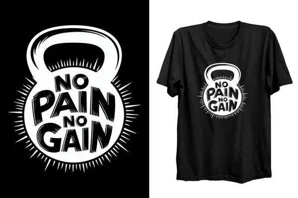 Antrenman için Crossfit tişört. Acı yok Beden eğitimi aşığı için kazanç tişörtü yok