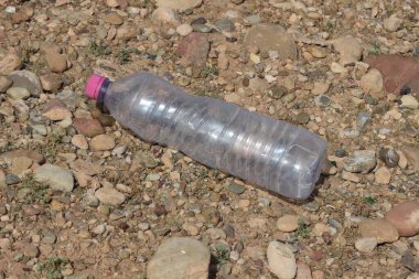 Yerde yatan boş plastik şişe