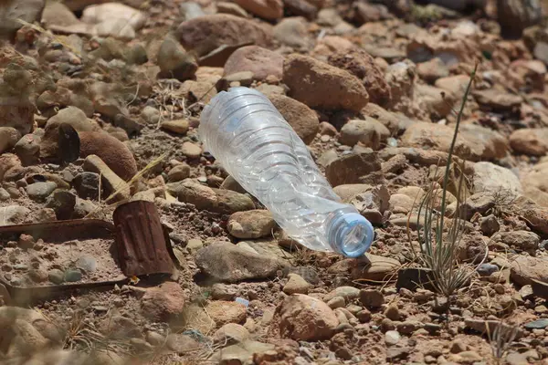 Yerde yatan boş plastik şişe