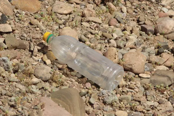 Yerde yatan boş plastik şişe