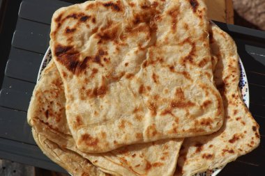 A close-up of msemmen or msemen, Traditional moroccan flatbread clipart