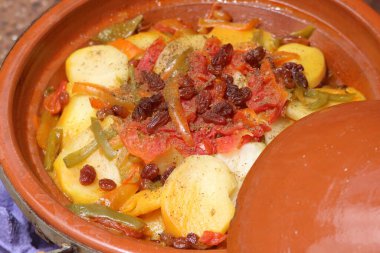 Tajine Yakın çekim, Fas Geleneksel Yemekleri