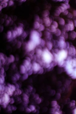 Mor bokeh 'li rüya gibi soyut bir arka plan. Yumuşak ve bulanık halkalar neşeli ve büyülü bir doku yaratır. Ruhsal bir dokunuş eklemek için mükemmel.