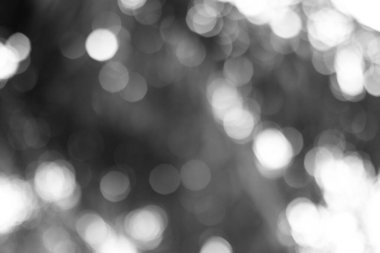 Yumuşak, küresel bir bokeh etkisine sahip siyah ve beyaz soyut arkaplan rüya gibi ve sanatsal bir atmosfer yaratıyor..