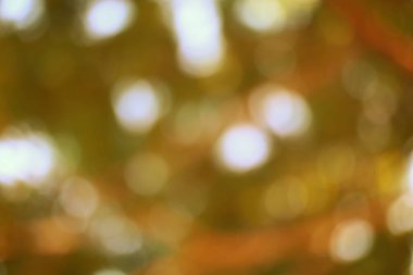 Empresyonist altın gibi bulanık arka plan, ılık mevsimsel soyut bokeh daireler ve ışıltılar.