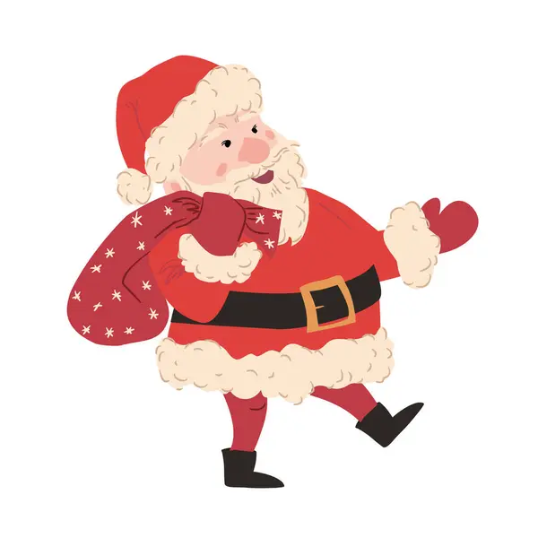 Noel Baba bir çanta tutuyor, Noel kartları, hediye paketleri, mevsimlik dekorasyonlar, posterler ve kış kutlama tasarımları için ideal, bayram neşesi ve tatil ruhu yayıyor.