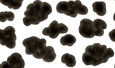 Beyaz bir arka planda siyah hayvan lekeleri olan, bir ineğe ya da diğer hayvanlara benzeyen, kusursuz bir suluboya deseni. Bu eşsiz, dokulu tasarım yaratıcı projelere cesur, organik bir dokunuş katıyor..