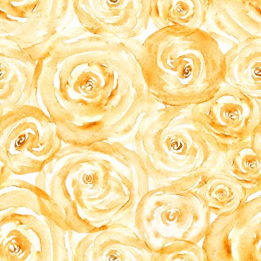 This delightful pattern showcases beautifully painted golden roses interspersed on a creamy background, creating an uplifting and elegant visual appeal perfect for various decor styles. clipart