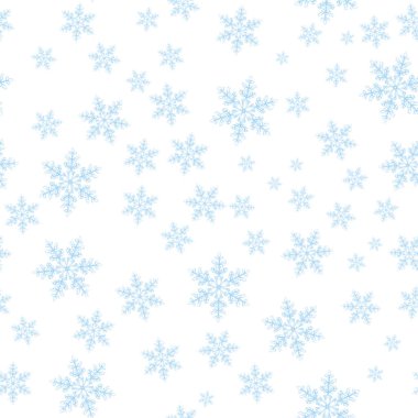 Arka plan zarif bir şekilde sürüklenen çeşitli boyutlarda ve şekillerde karmaşık kar taneleriyle dolu. Bu sakin kış şablonu, soğuk mevsimde sakinlik ve güzellik hissi uyandırıyor. Kusursuz desen