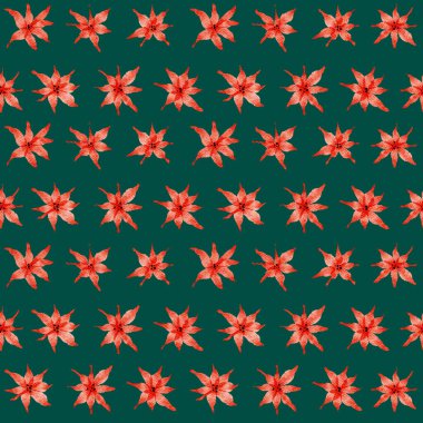 Vibrant floral pattern with red and green colors creating an aesthetic design for fabric or decor clipart