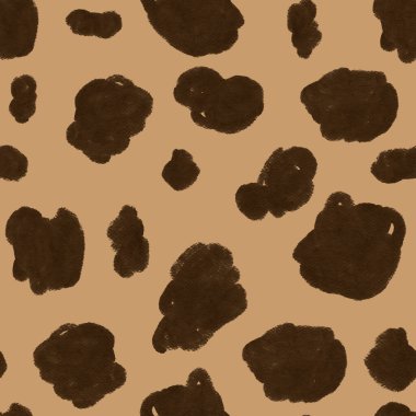 Açık bej bir arka planda koyu siyah noktalar içeren eşsiz hayvani desenler vahşi kedilerin ve diğer benekli yaratıkların doğal işaretlerine benziyor..