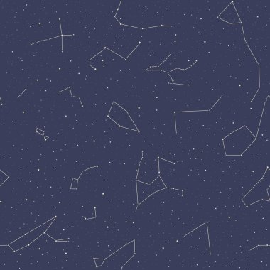 Gece gökyüzü, açık havada uzak bir yerden görünen takımyıldızlarla dolu.